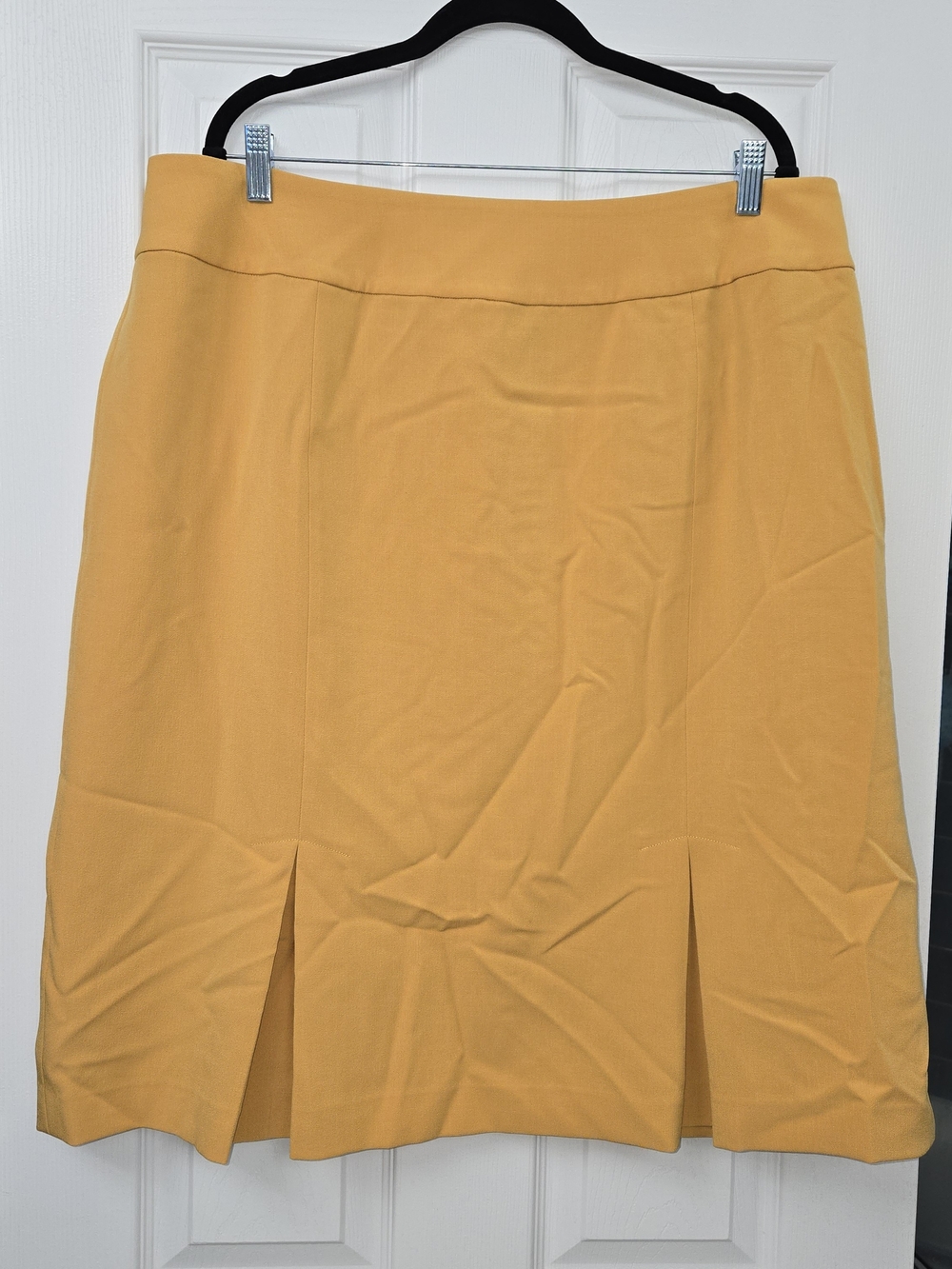 Evan-Picone Black Label Women 18W Mustard Gold Back Zip Lined A-Line Skirt